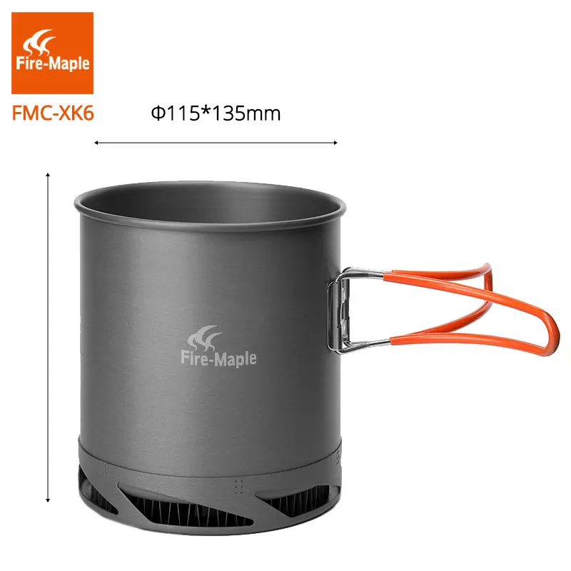 Fire Maple FMC-XK6  Heat Exchanger Pot 1L Foldable Cooking Pots with Mesh Bag Outdoor Camping Cookware