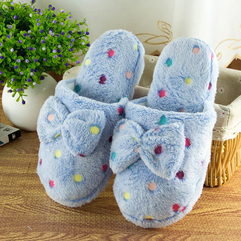 

XEJ Warm Slippers for Home Women's Sabot Shoes Fur Slides Dot Pattern Slippers Women Women's Home Slippers Kawaii Shoes Winter