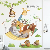 large lovely animal wall stickers for baby children room zoo monkey bear nursery decals for living room sofa home decoration