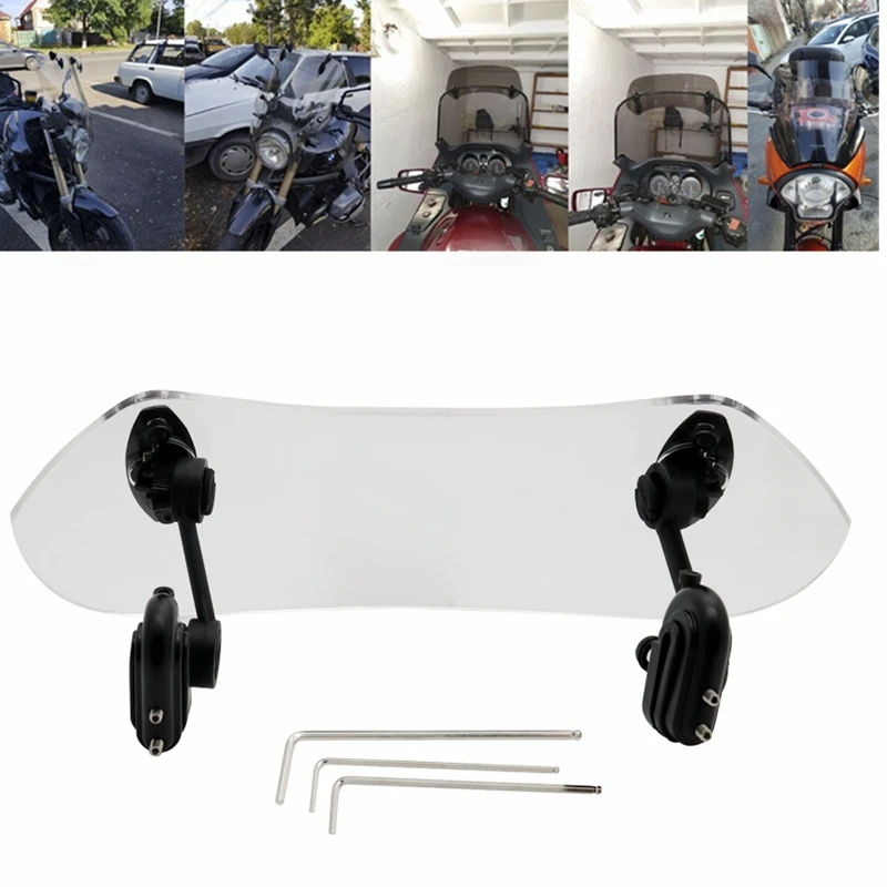 Прозрачный/дымчатый/Серый Универсальный Мотоцикл Регулируемый зажим на лобовое