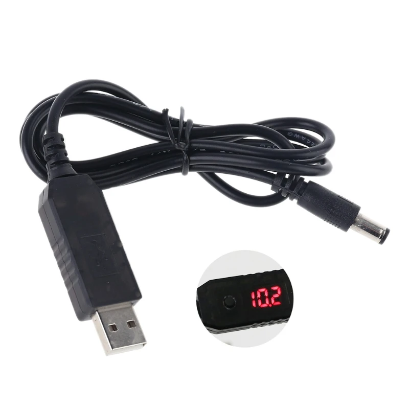 

41QA QC 3,0 с USB на 5 В, 9 В, 12 В, с регулируемым напряжением, с шагом вверх, кабель 5,5x2,5 мм, удлинительная линия питания для Wi-Fi маршрутизатора, Светод...