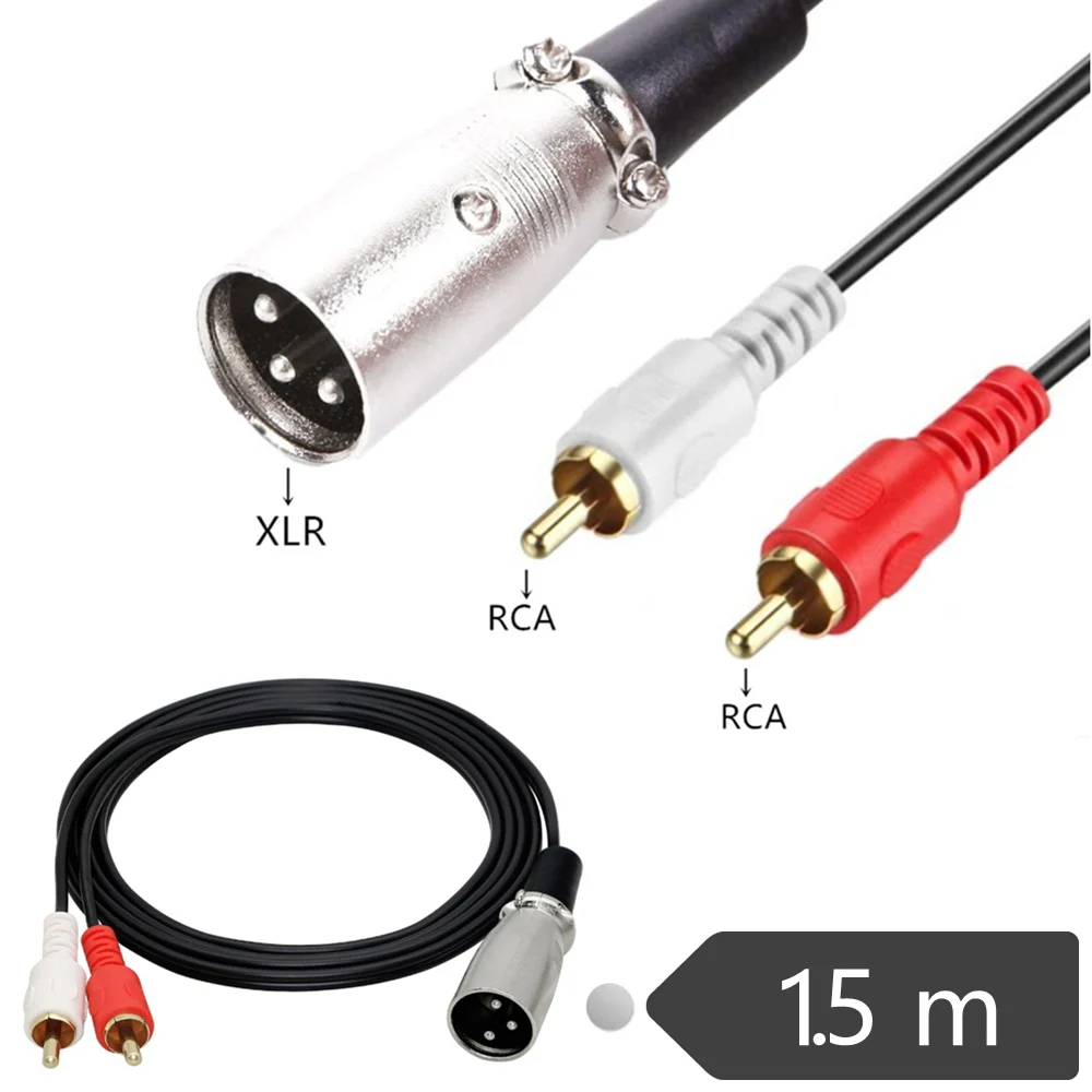 Переходник ERE XLR со штекера 2 x Phono RCA Y образный сплиттер соединительный кабель 1