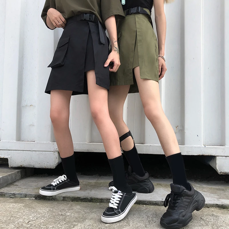 Повседневная Женская однотонная трапециевидная юбка в стиле Харадзюку