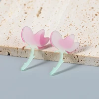 cute romantic simulation resin pink flower earrings fashion asymmetric acrylic cool drop earrings for women jewelry accessories