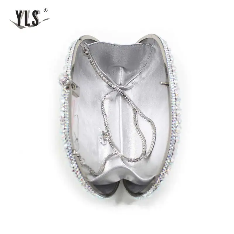 Женская серебряная сумка с кристаллами и стразами|Вечерние сумочки| |