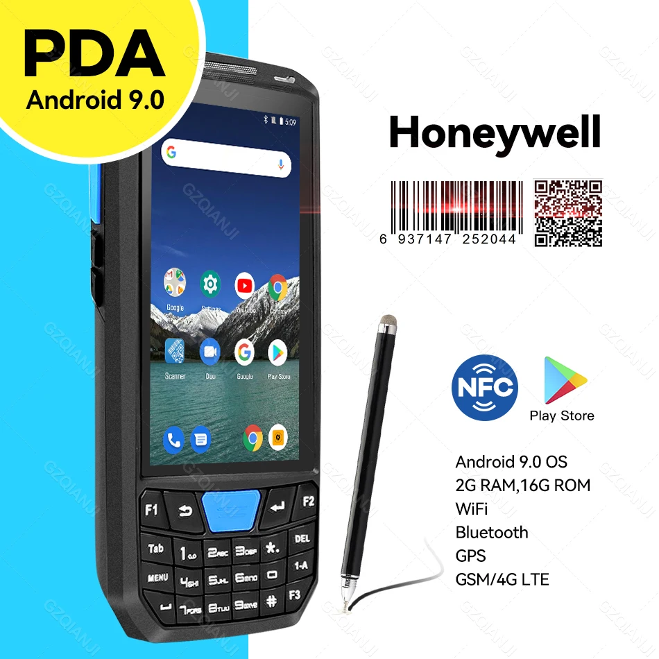 

Android 9.0 PDA Barcode scanner 1D 2D QR code Honeywell Newland Scanner IP66 Wifi 4G 4.5'' screen keyboard NFC PDA Data Terminal