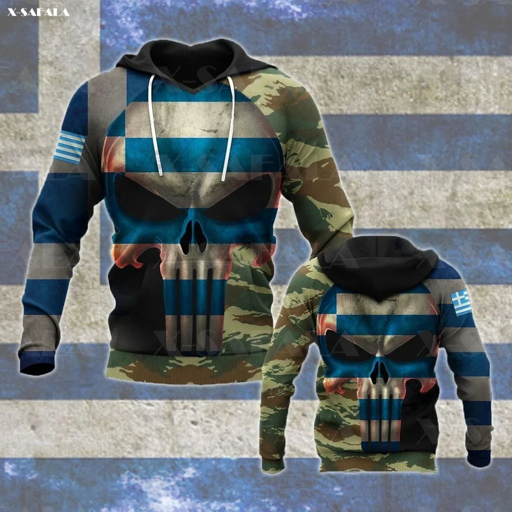 Греция армия крест камуфляж Ветеран 3D печать молния толстовка мужской женский