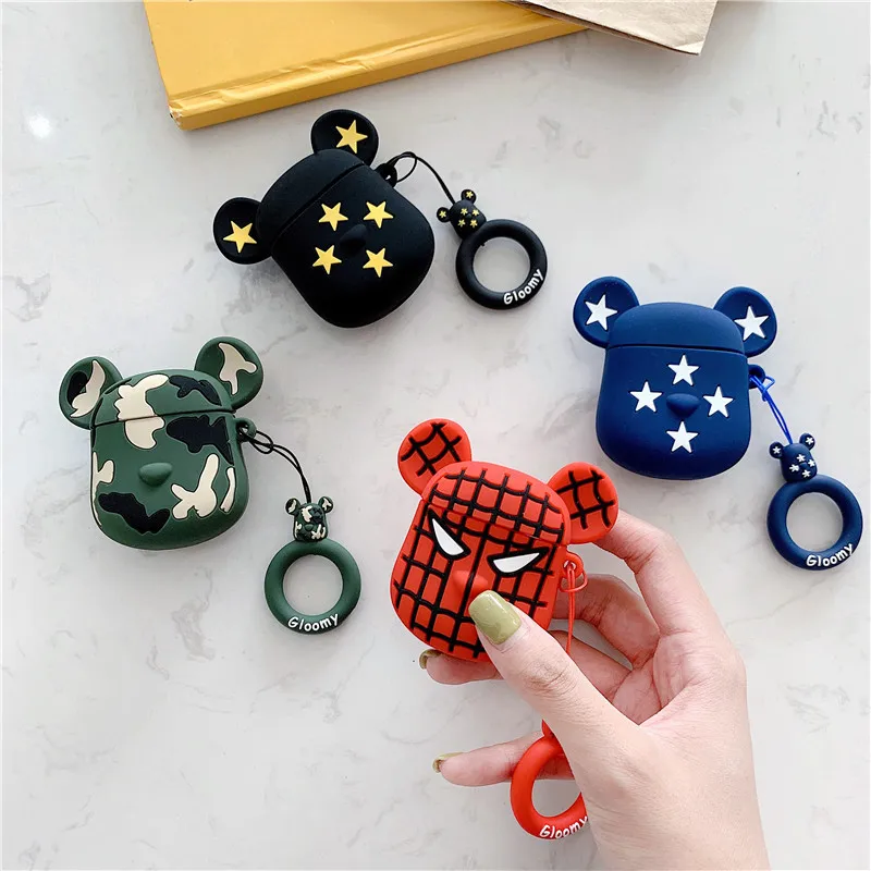 Для AirPod 2 Чехол 3D камуфляж звезда медведь мультфильм Мягкие силиконовые