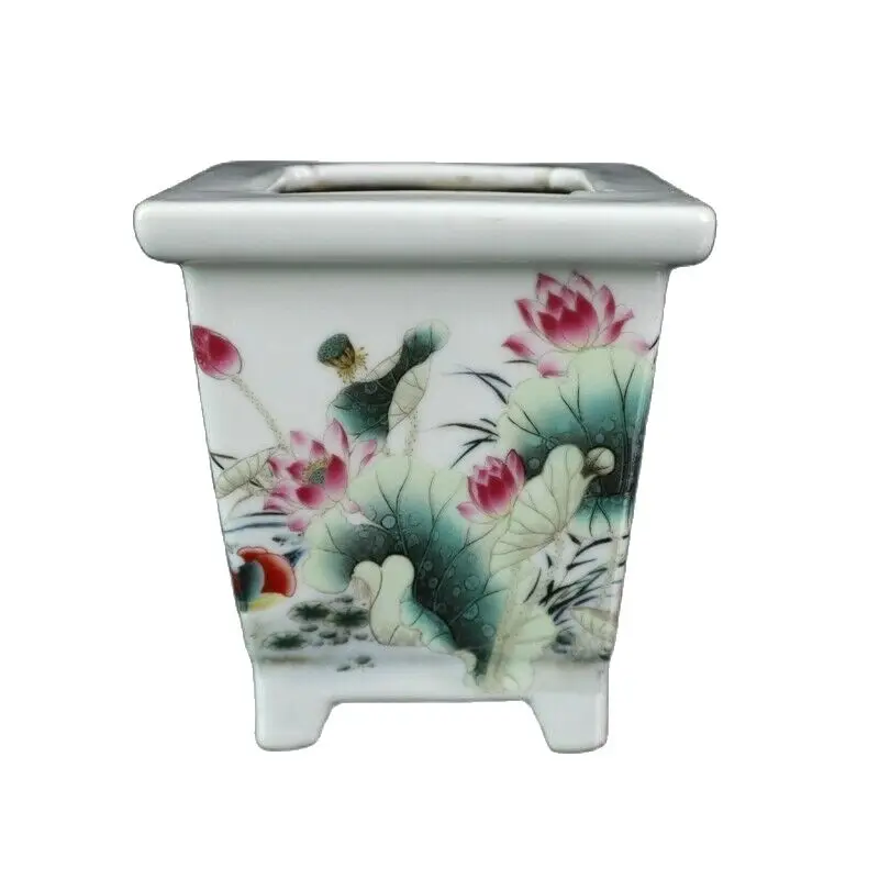 

Chinese Old Porcelain Pastel Mandarin Duck Quartet Flower Pot