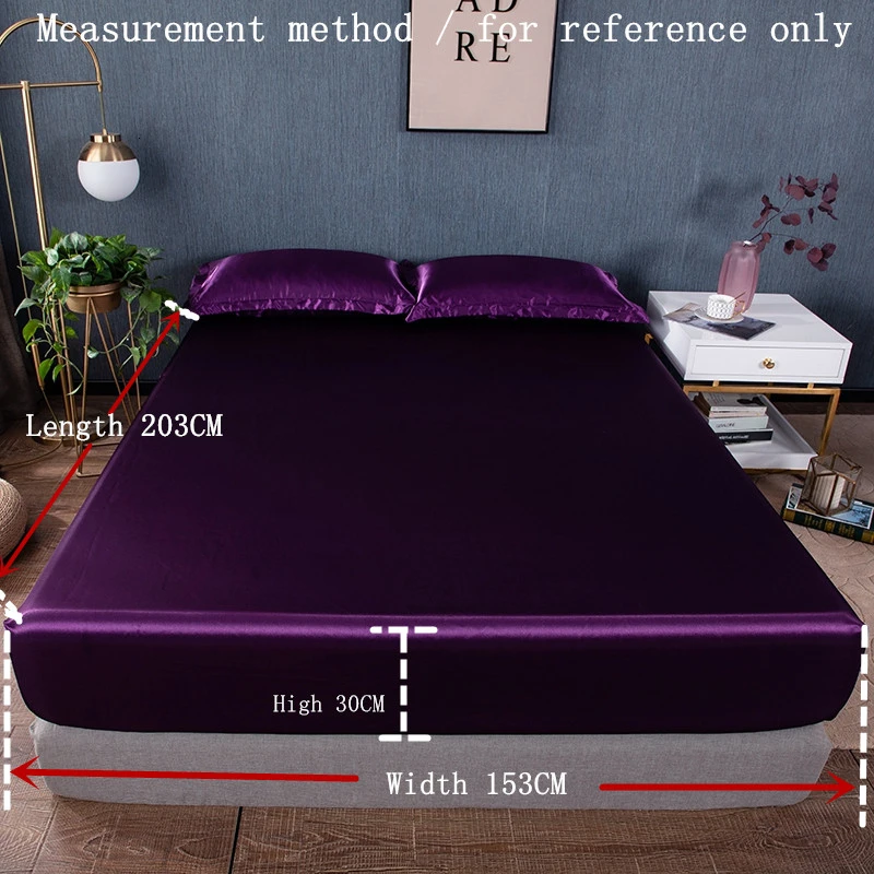Home Textile Satin Bedsheet Standard Imitate Fitted Sheet King Queen Full Twin USA UK Size Slip Elastic Mattress Cover | Дом и сад