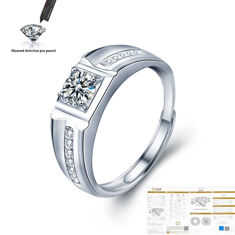 

Moissanite Ring 925 Sterling Silver Men's Wedding Anniversary Party 0.5 Carat CT VVS1 Color High Quality Ring