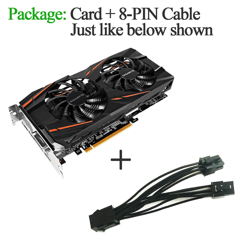 Видеокарта GIGABYTE Radeon RX580 8 ГБ видеокарта rx 580 Гб 256 бит AMD игровой пк б/у