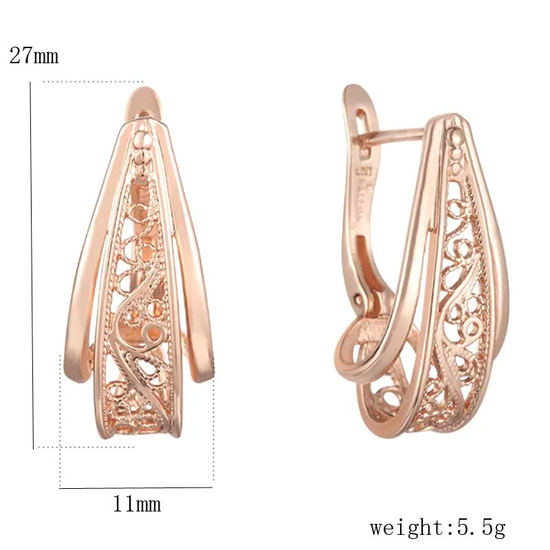 all rose FJ 2 цвета женские 585 розовые/белые висящие серьги с узором Серьги - Окраска металла: all rose
