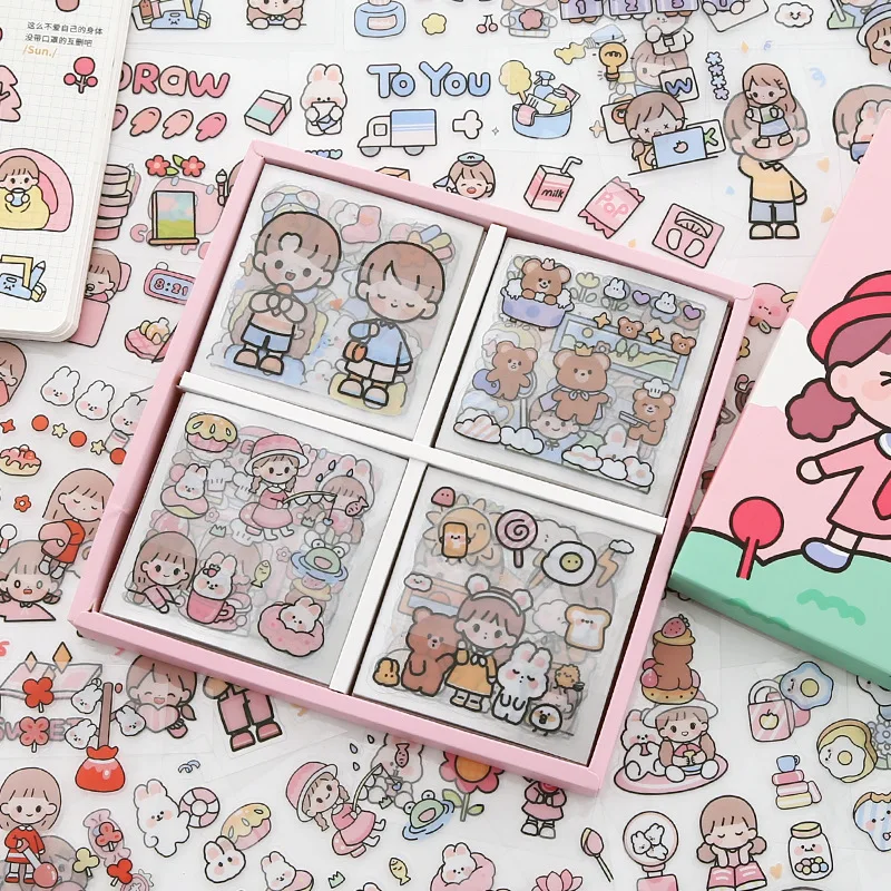 

Waterproof PET 20pcs/box Kawaii Milk Rabbit Scrapbooking Sticker Decorative Stickers Gift Set School Office Stationery
