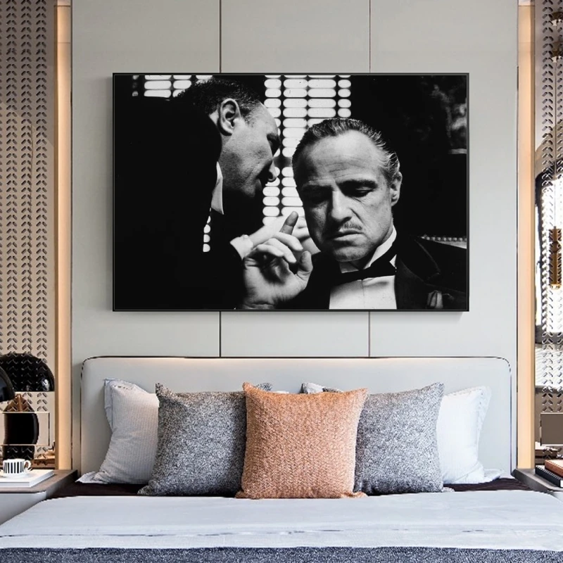 

Retro Movie Poster of Godfather Wall Art Canvas Pictures Black And White Godfather Canvas Paintings On the Wall Cuadros Decor