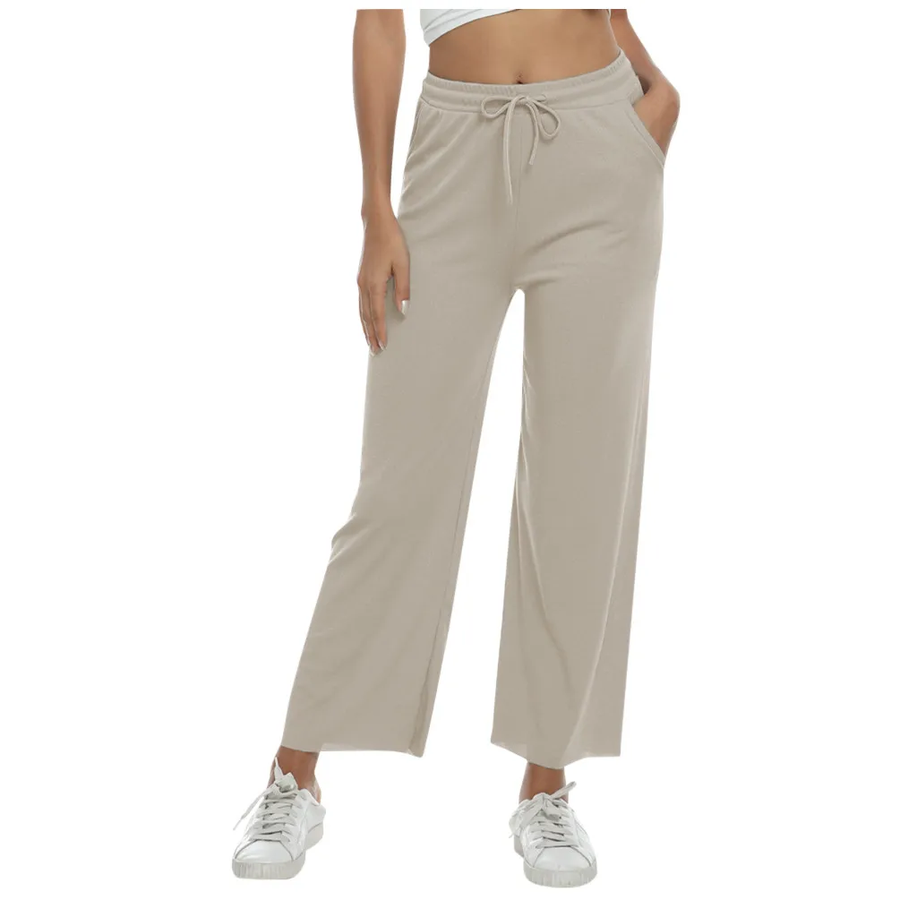 Женские летние брюки с завышенной талией и широкими штанинами повседневные