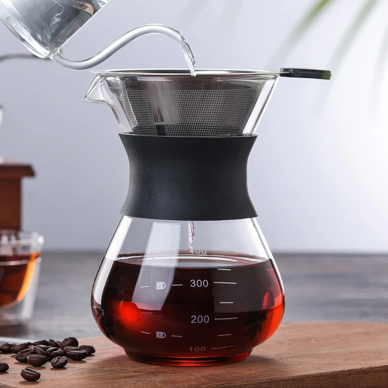 

200ml 400ml Coffee Pot Dripper Barista Pour Over Coffee Maker Glass Coffee Pot With Stainless Steel Filter Drip