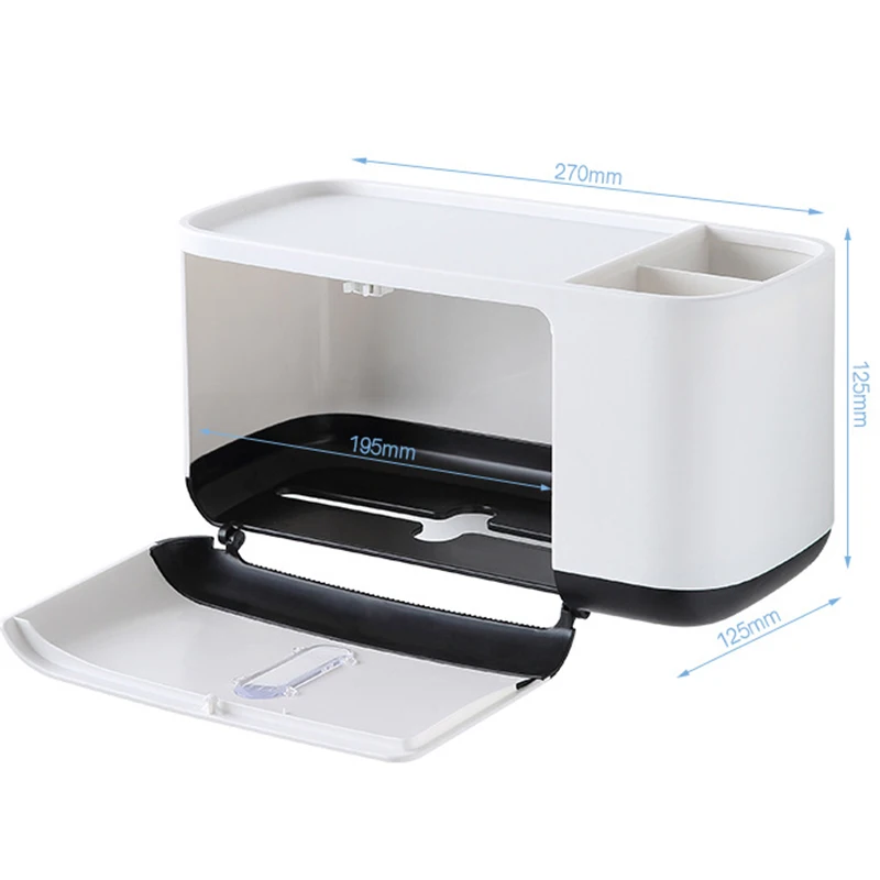 

Toilet Paper Holder Waterproof Toilet Paper Clip With Two Storages Bathroom Toilet Black Roll Holder Adhesive Shelf For Toilet