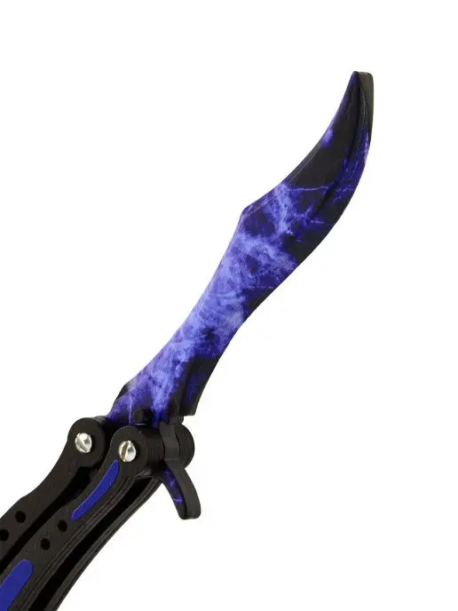 Деревянный детский игрушечный нож Бабочка (butterfly knife) Волны Сапфир (реплика) КС ГО /