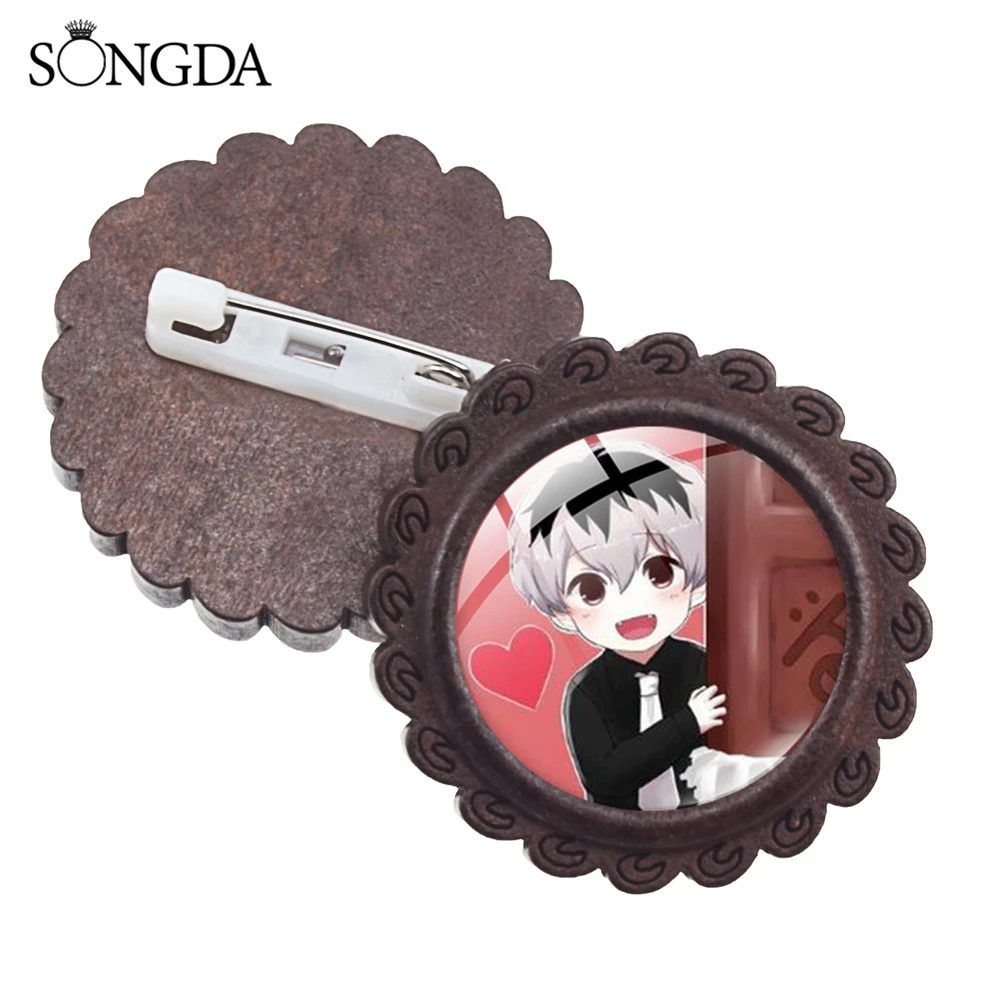 Женская брошь в форме цветка модная японском аниме Токийский Гуль деревянная со