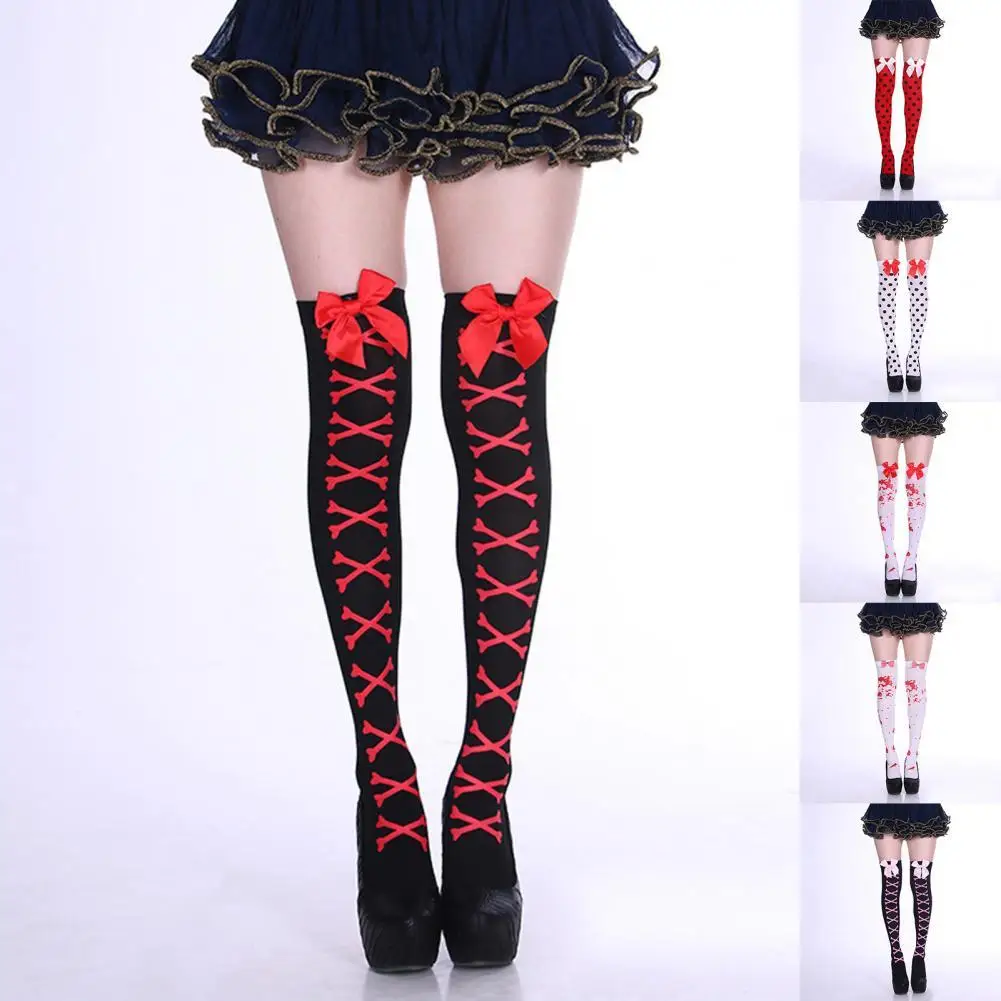 Сексуальные вечерние чулки, яркие чулки для косплея, чулки выше колена, впитывающие пот, с бантом, Соблазнительные чулки до бедра