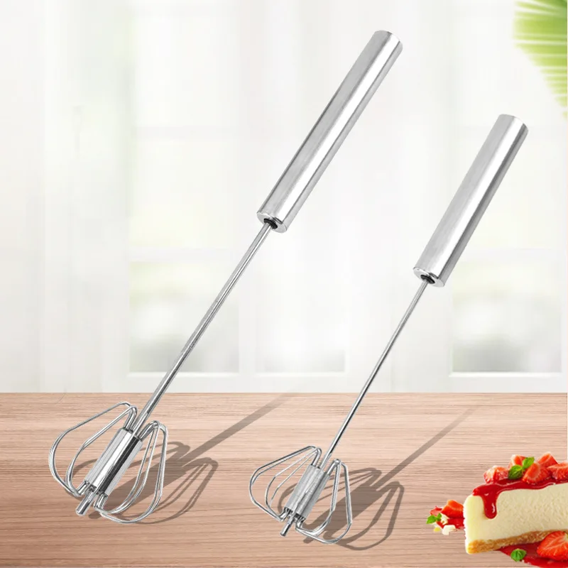 

Semi-Automatic Egg Beater 304 Stainless Steel Egg Whisk Manual Hand Mixer Self Turning Egg Stirrer Kitchen Egg Tools
