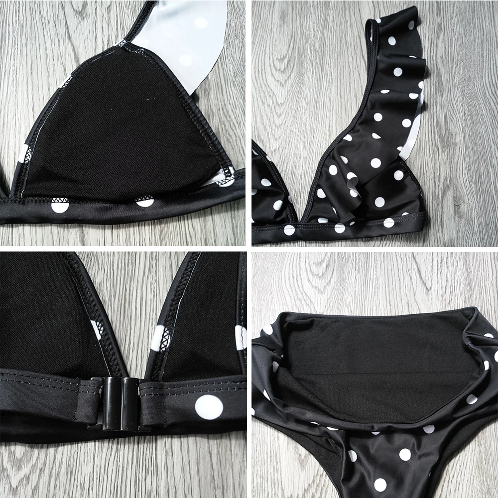 2020 Sexy High Waist Bikini Women Swimwear Push Up Swimsuit Ruffle Bathing Suit Polka Dot Biquinis Summer Beach Wear Female | Женская