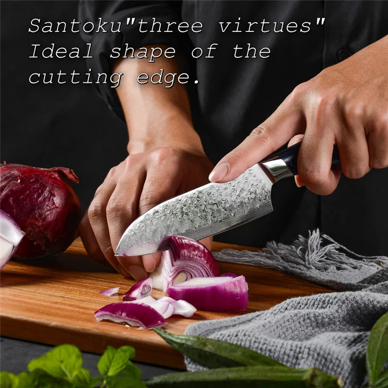 5-дюймовый нож Santoku 67 слоев японский Дамаск нержавеющая сталь VG10 шеф-повар