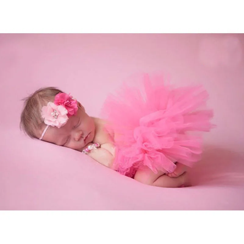 Реквизит для фотосъемки новорожденных юбка-пачка и повязка на голову с цветами