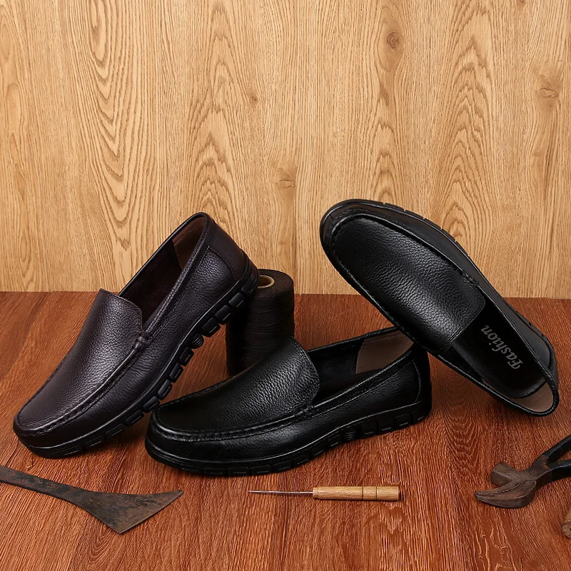 Обувь из натуральной кожи на каждый день без застежки Элитный бренд Лоферы тренд