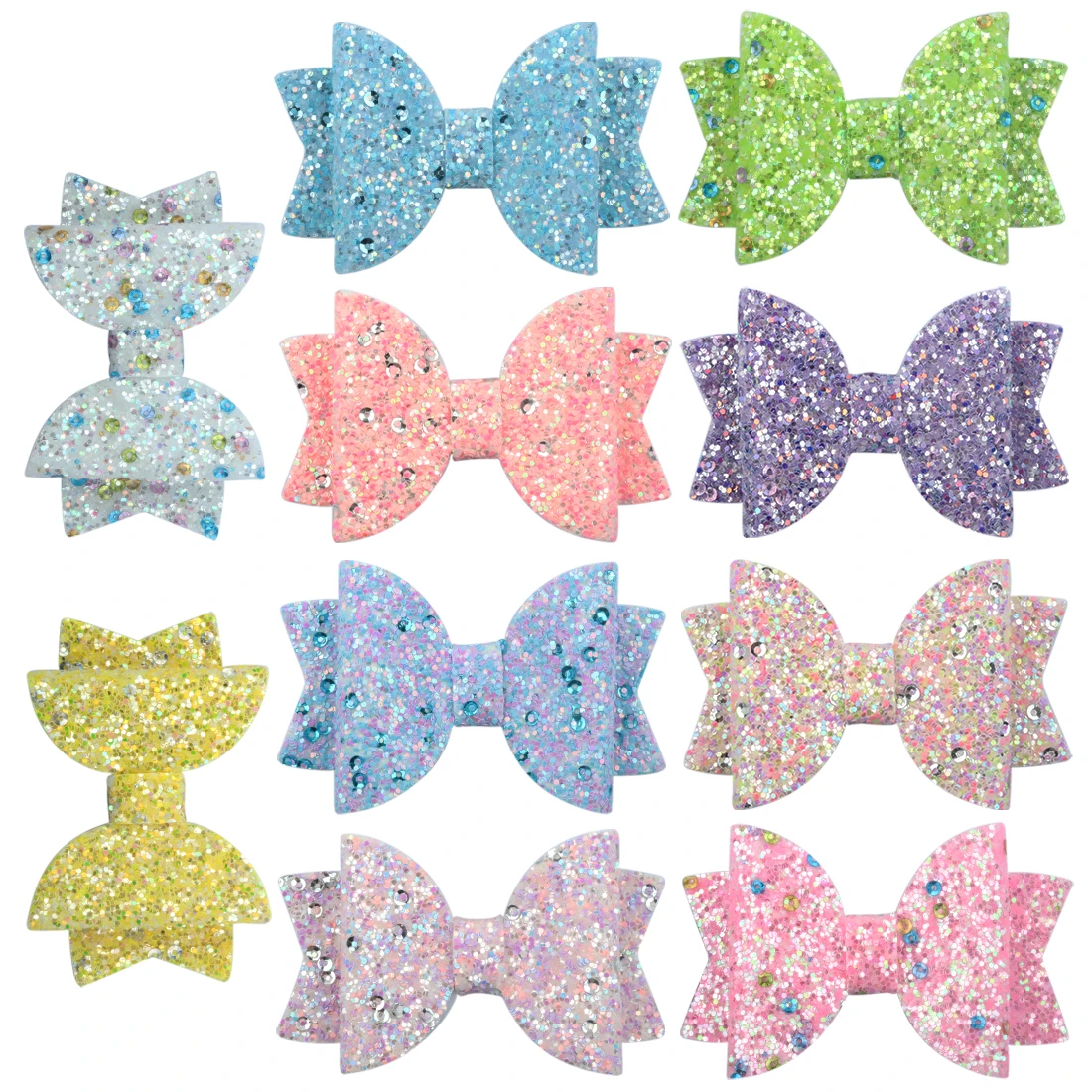 Заколки для волос девочек 10 шт./лот блестящие большие банты с пайетками с/без