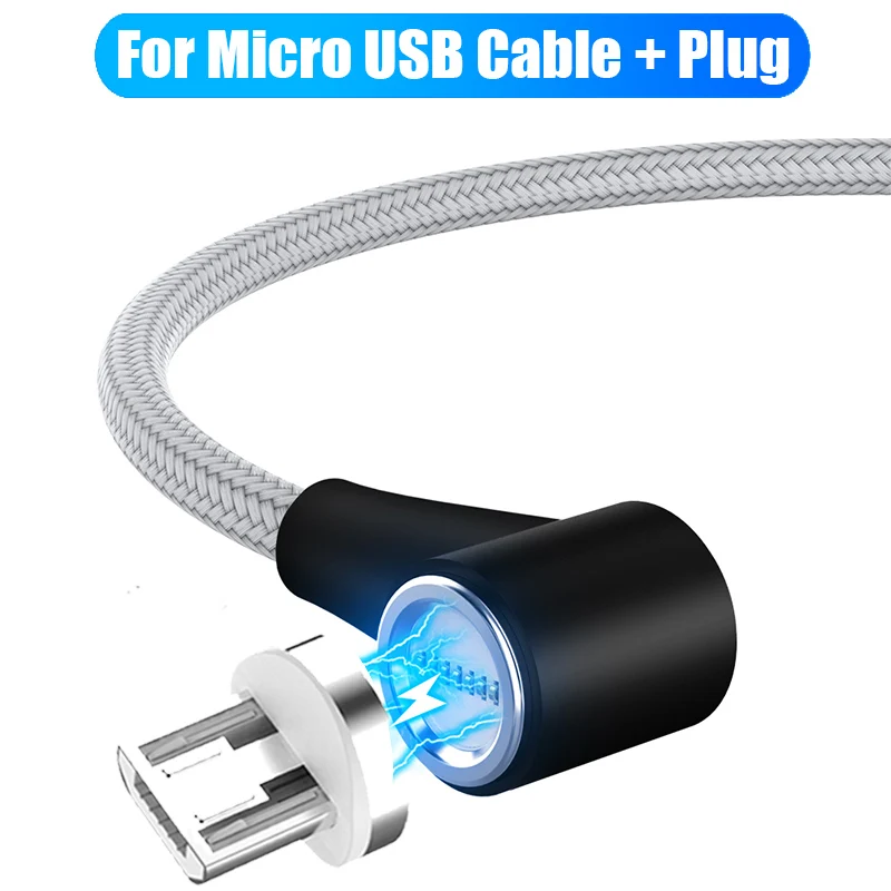 Быстрый Магнитный кабель Robotsky 3A для быстрой зарядки 3,0 Micro USB зарядное устройство type C для samsung S9 huawei P20 Магнитный шнур для телефона - Цвет: silver for micro