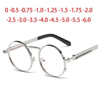 retro punk spring leg round glasses men metal myopia lens prescription women 0 0 5 0 75 to 6 0