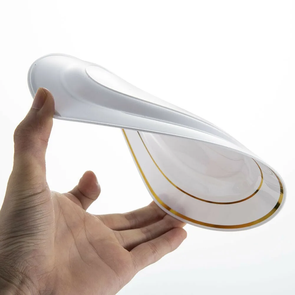 

20Pcs Dinner Tableware 7.5 Inche Disposable Plastic Party Wedding Plate Gold Border Dinner Tableware