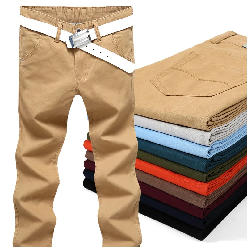 Брюки мужские повседневные деловые модные однотонные эластичные штаны