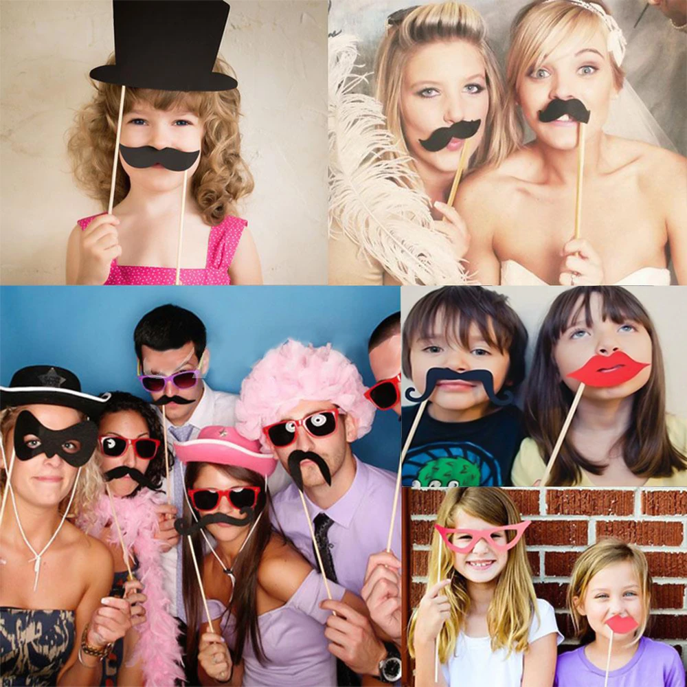 31 шт. забавные Photo Booth Реквизит палочка рамка свадебного торжества одежда для
