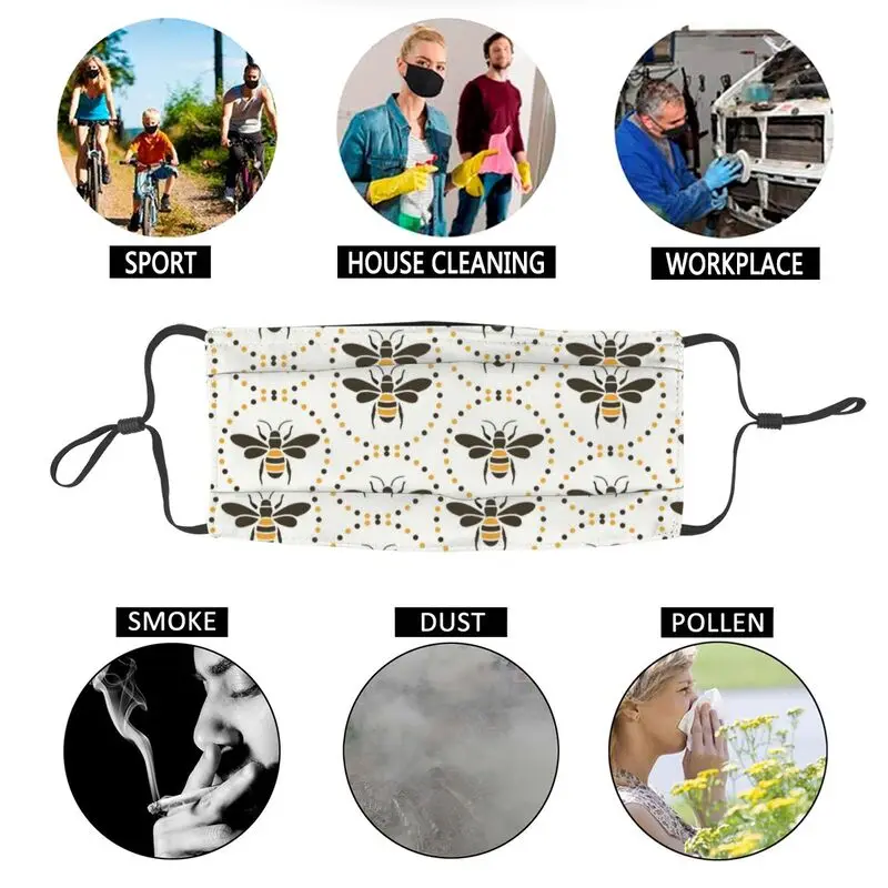 

Non-Disposable Bee Insect Mouth Face Mask Adult Unisex Honeybee Mask Men Anti Dust Protection Respirator Muffle
