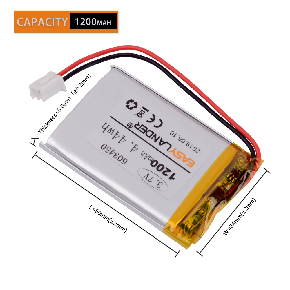 Литий-ионный аккумулятор 603450 3 7 В 1200 мАч для mp3 mp4 mp5 DVR GPS PSP Vedio игрушки инструменты