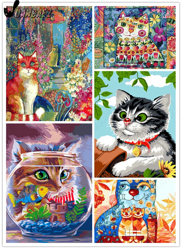 

Oil Painting Cat Diamond Painting 5Ddiy Abstract Fish Tank Art Mosaic Diamond Embroidery Room Decoration Gift