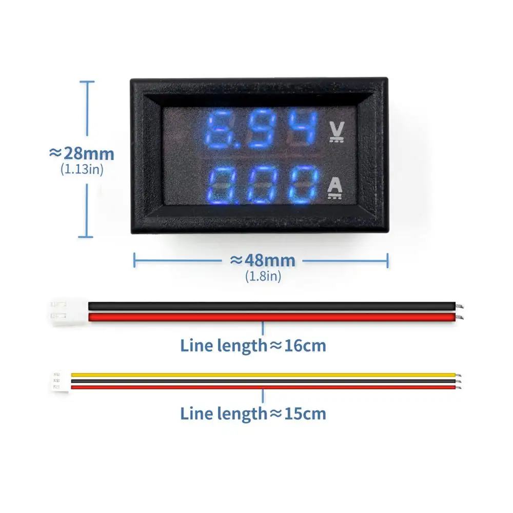 Blue Blue Display Мини цифровой вольтметр Амперметр постоянного тока 100 в 10 А Панель Ампер Вольт Напряжение измеритель тока тестер 0,2" синий красный двойной светодиодный дисплей - Color: Blue Blue Display
