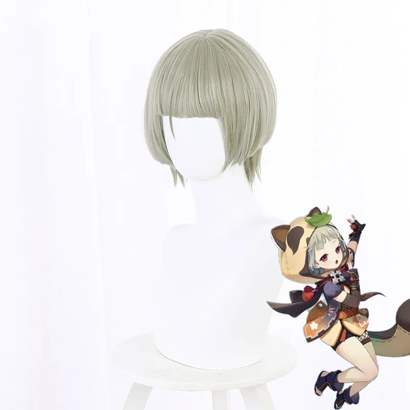 

Genshin Impact Sayu Cosplay 35cm Short Gray Golden Wig Cosplay Anime Cosplay Wigs Heat Resistant Synthetic Wigs Hair+ Wig Cap