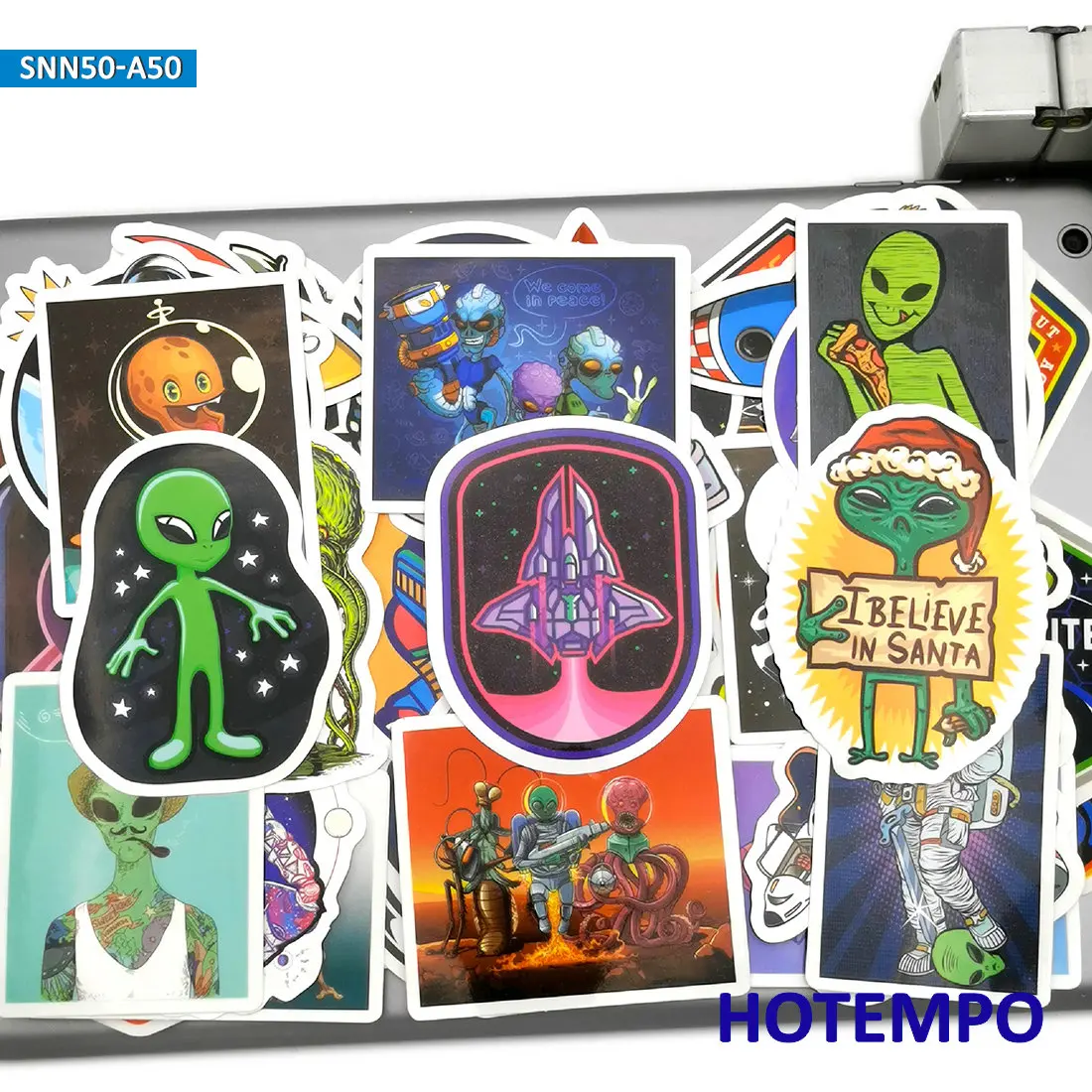 

50pcs Outer Space Alien UFO Rocket Astronaut Universe Style Stickers for DIY Phone Laptop Luggage Skateboard Car Decals Stickers