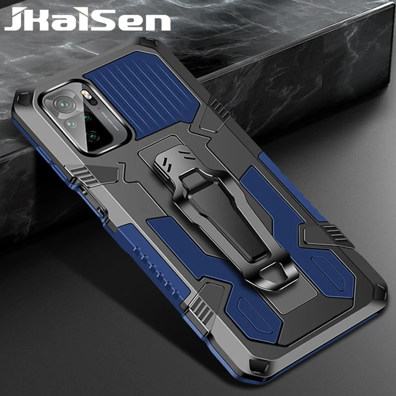 

JKaiSen Shockproof Back Clip Protective Case For Redmi Note 10 4G Magnetic Car Holder Kickstand Phone Case For Redmi Note 10 5G