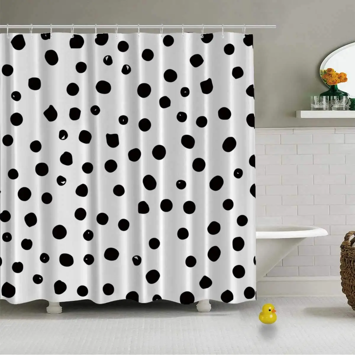 

Vector Seamless Hand Draw Polka Dot Vector Useful Shower Curtain for Home Office,79''L x 72''W