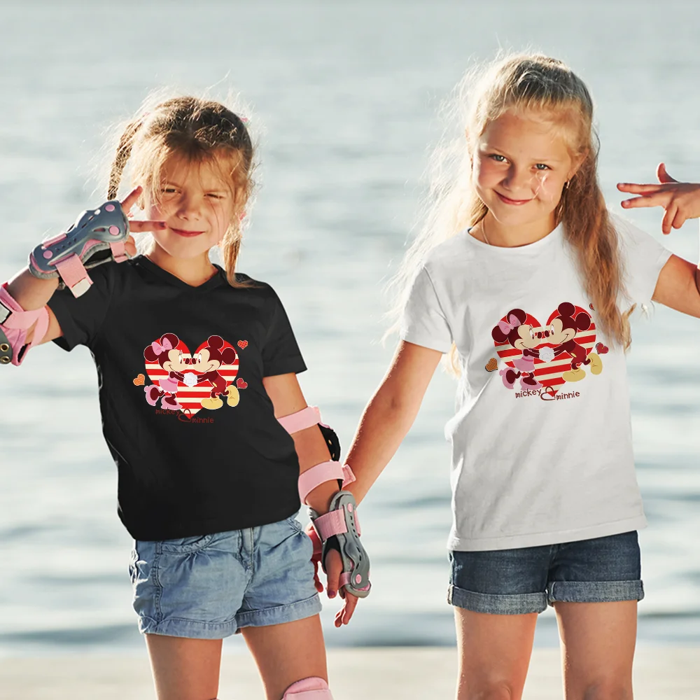 

Disney Harajuku Loose Kids Clothes Summer New Product Casual Fashion Dropship Short Sleeve Black White T-shirts Mickey Mouse Top
