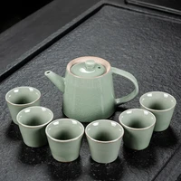 7pcs jade green tea sets chinese kung fu tea set room decoration tea ceremony porcelain teapot set with cup teaware