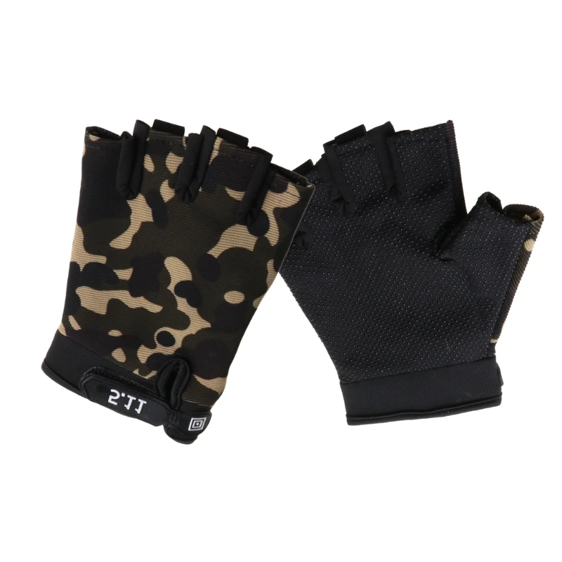 Перчатки мужские камуфляжные амортизирующие митенки без пальцев для спорта на