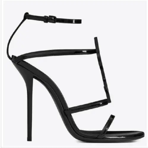 

Черные туфли из натуральной кожи со звездами в том же стиле 2021 пикантные сандалии на очень высоком каблуке для ночного клуба Высота каблука ...