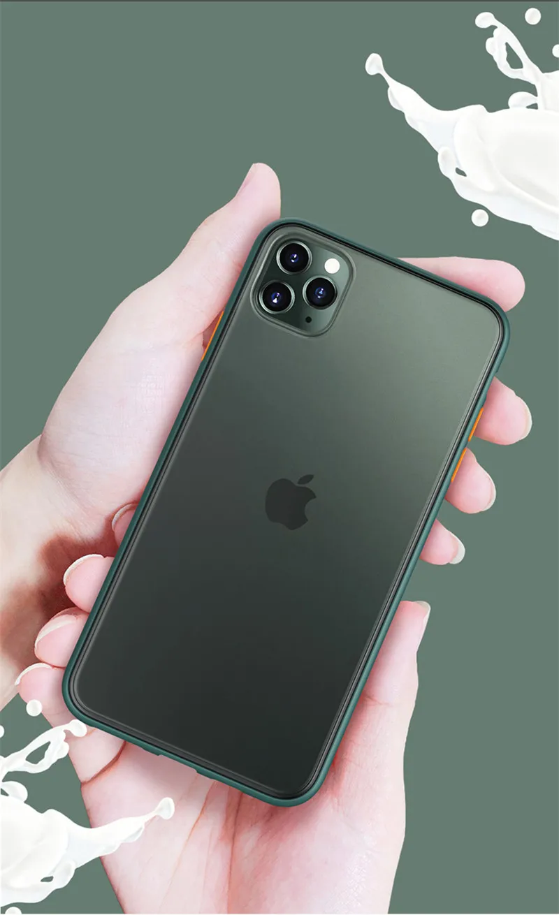 Luxury Transparent Matte Case For iphone 11 Pro XS MAX XR X Hybrid Shockproof Silicone Phone Case For iPhone 6 6s 7 8 Plus Cover