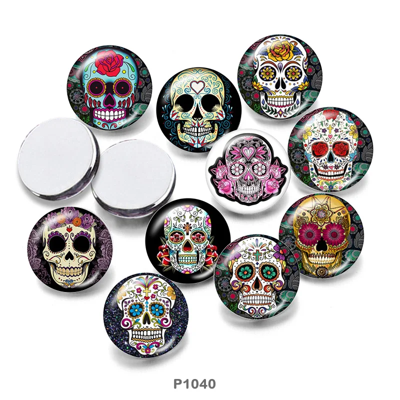 

skull wing 10pcs/lot 12mm/18mm/20mm/25mm/30mm Round photo glass cabochons flat back Making findings MC038